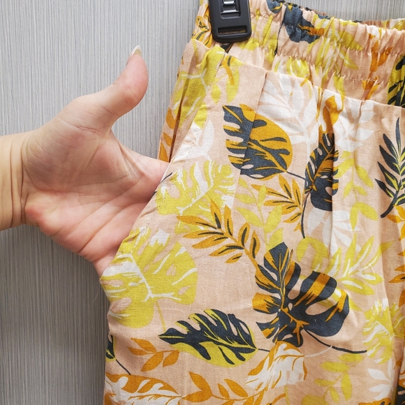 3 Piece Linen Set Matching Pants Tank Collared Shirt NWOT Floral Nicole Miller - Picture 7 of 10